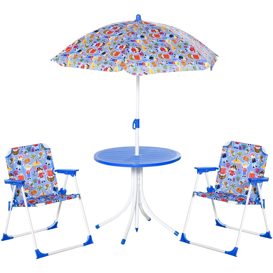 Outsunny Kinder Gartenset mit Sonnenschirm blau