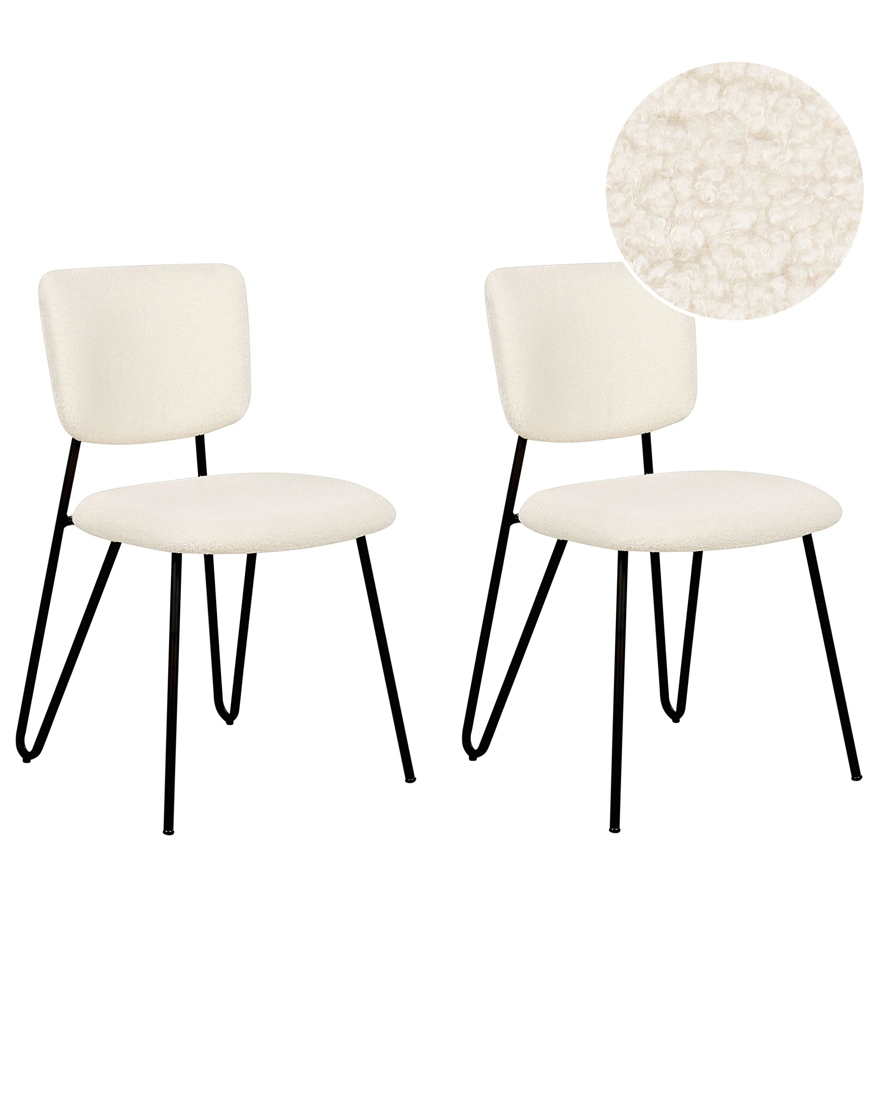 Set van 2 eetkamerstoelen NELKO Bouclé Gebroken wit