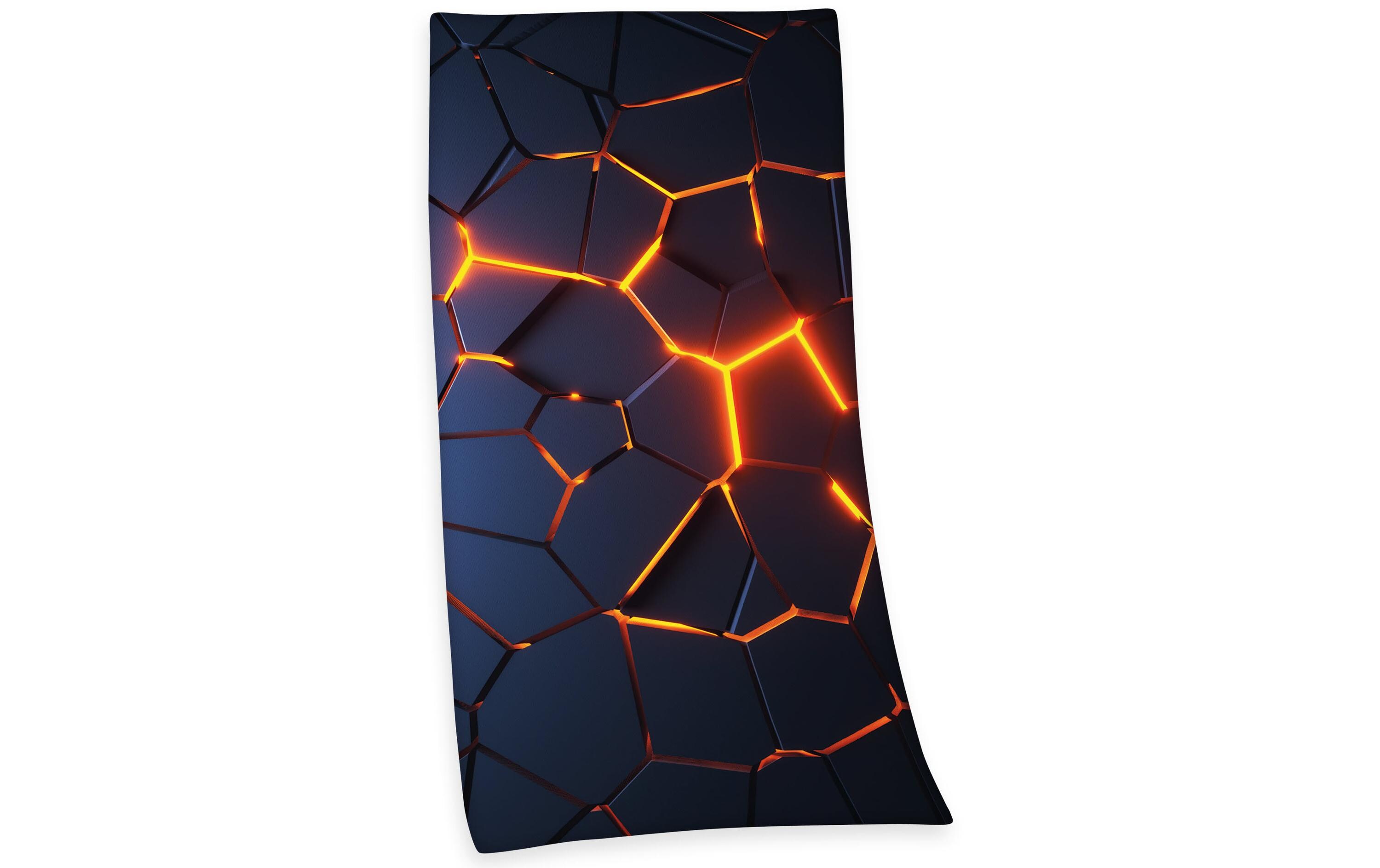 Duschtuch 3D-Effekt 75 x 150 cm, Orange/SchwarzBadetuch aus 100% Baumwolle