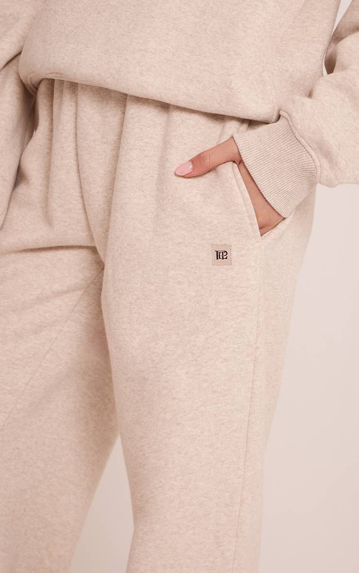 Avoine Pantalon De Jogging Droit En Molleton De Coton Chiné Avoine Avec Badge PLT