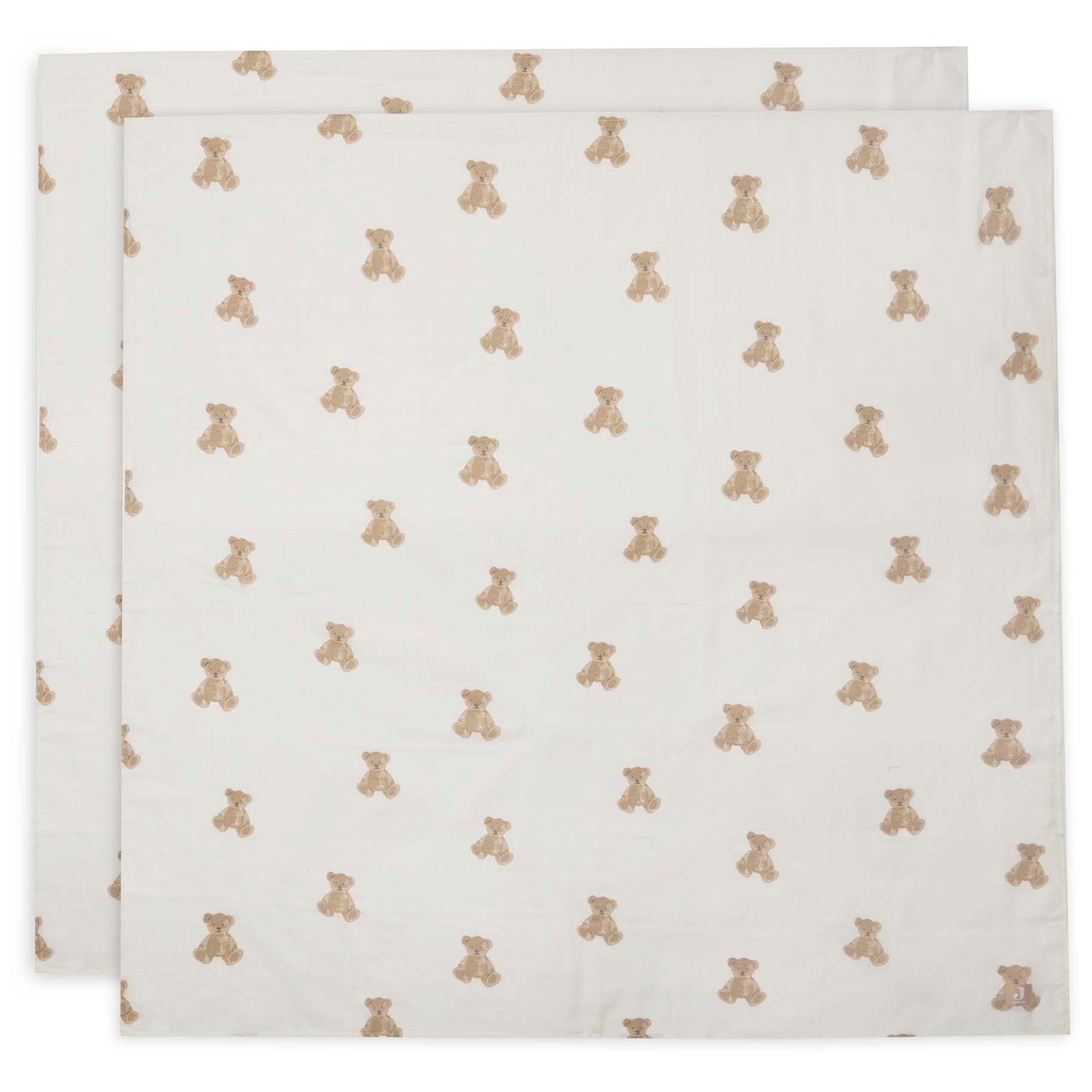 Jollein swaddle / hydrofiele doek Beer 2-pack wit - Prénatal