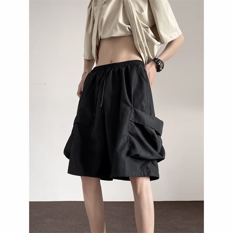 emeisa - Effen cargoshorts met trekkoordtaille