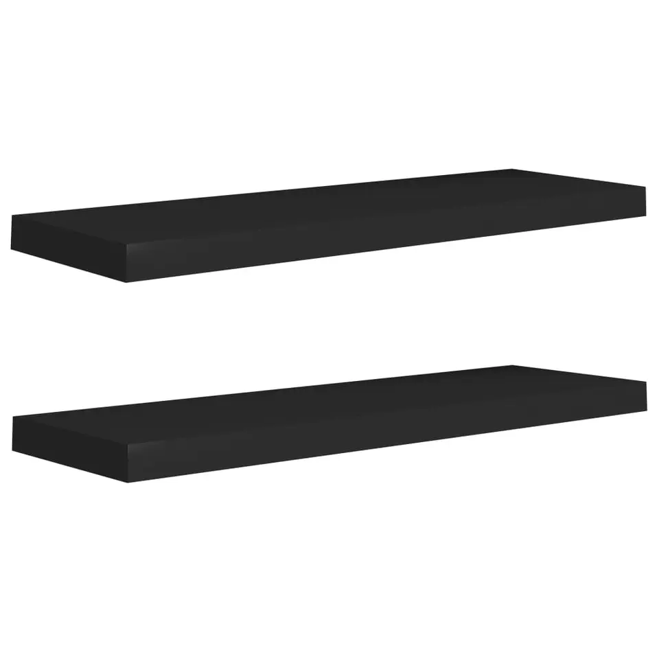 vidaXL - Wandschap - Zwart - MDF - 80 x 23.5 x 3.8 cm - 2 stuks