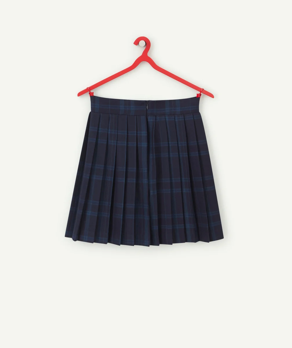 JUPE PLISSÉE FILLE À CARREAUX BLEU MARINE