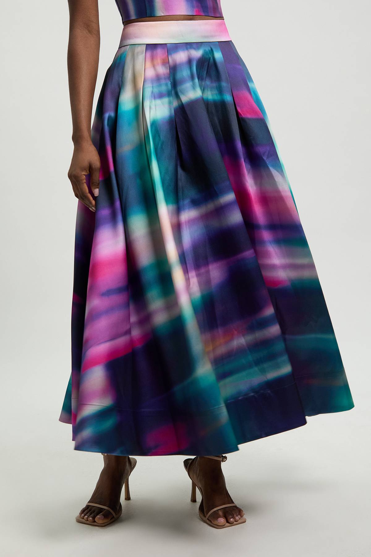 KarenMillen Jupe Midi De Bal En Sergé Jacquard À Imprimé Flou