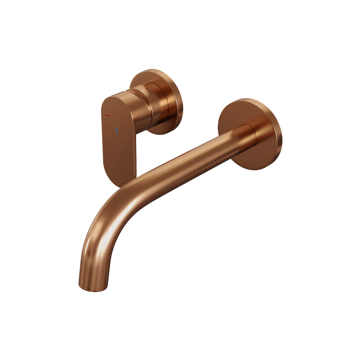 Brauer Copper Edition ColdStart wastafelkraan inbouw gebogen uitloop en rozetten model C2 koper geborsteld PVD