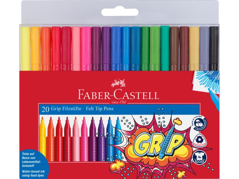 Faber-Castell Filzstift Grip Colour Marker 20er Kunststoffe Farbstiftset im 20er Etui