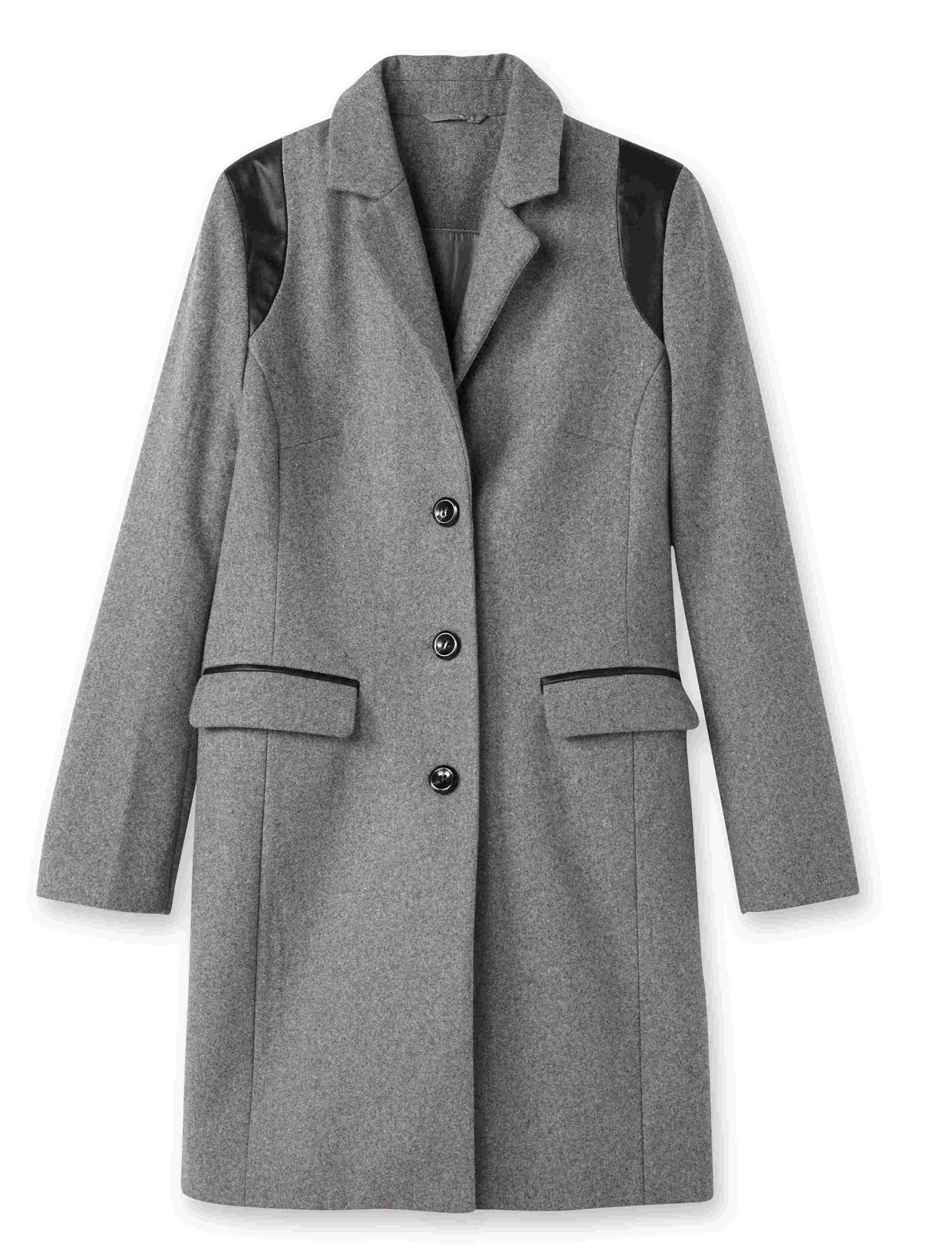 Manteau coupe droite en drap de laine