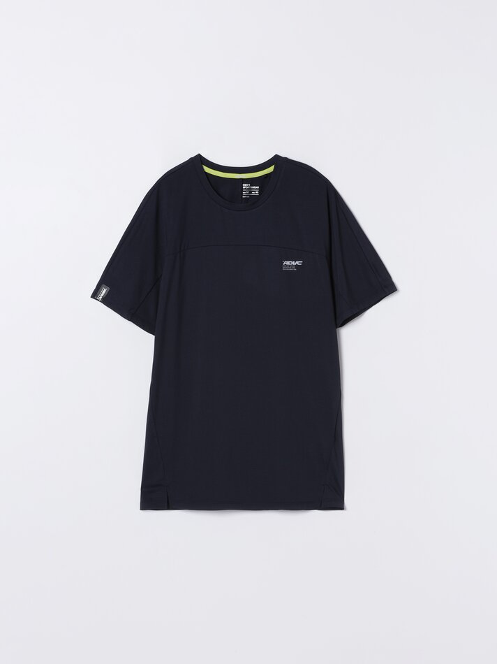 Camiseta esportiva com painéis - Azul Marinho Escuro
