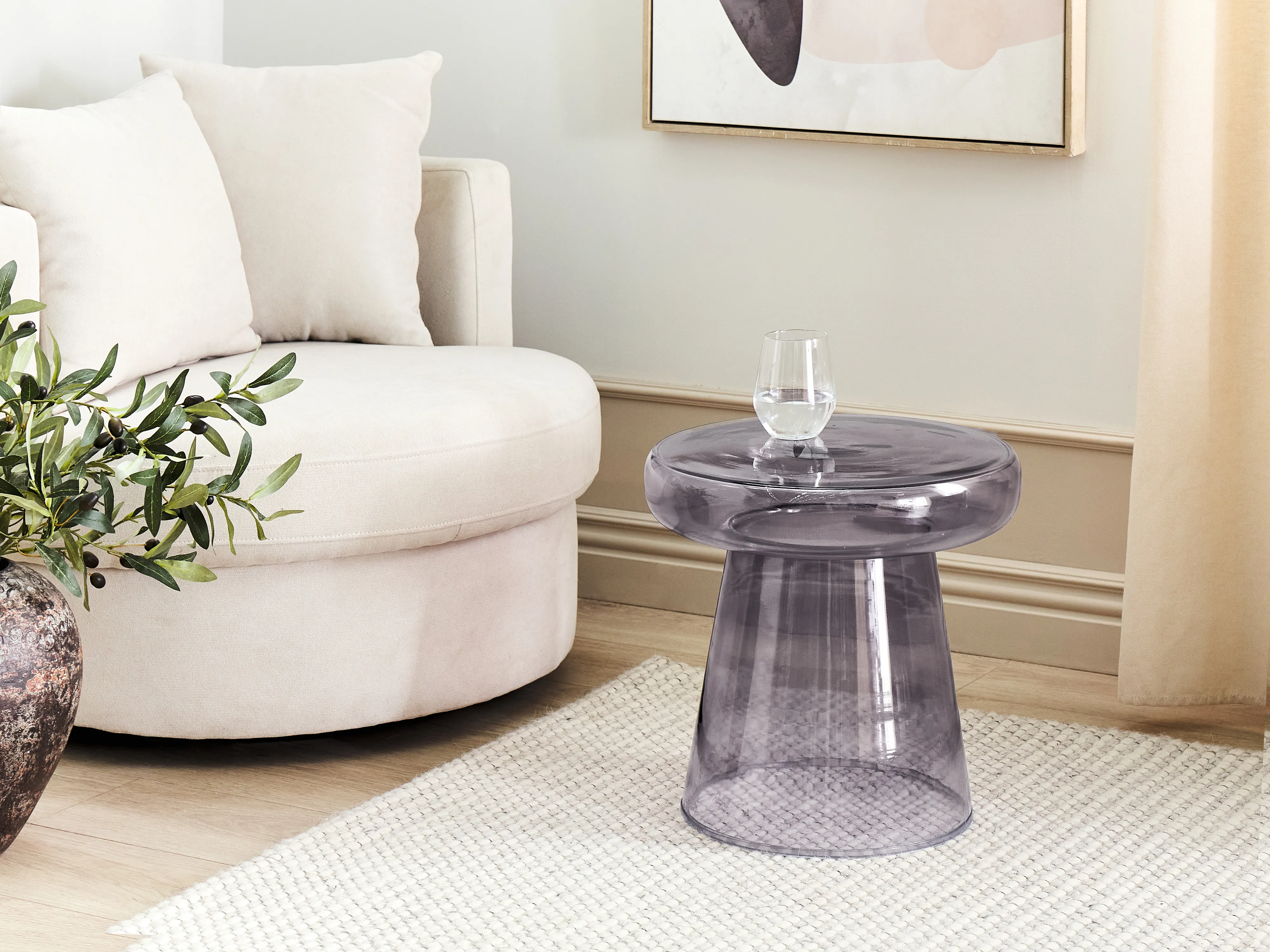 Bijzettafel CALDERA Glas Grijs