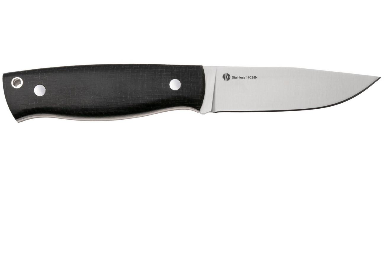 Nordic Knife Design Forester 2002, Satin 14C28N, Bison Micarta, vaststaand mes
