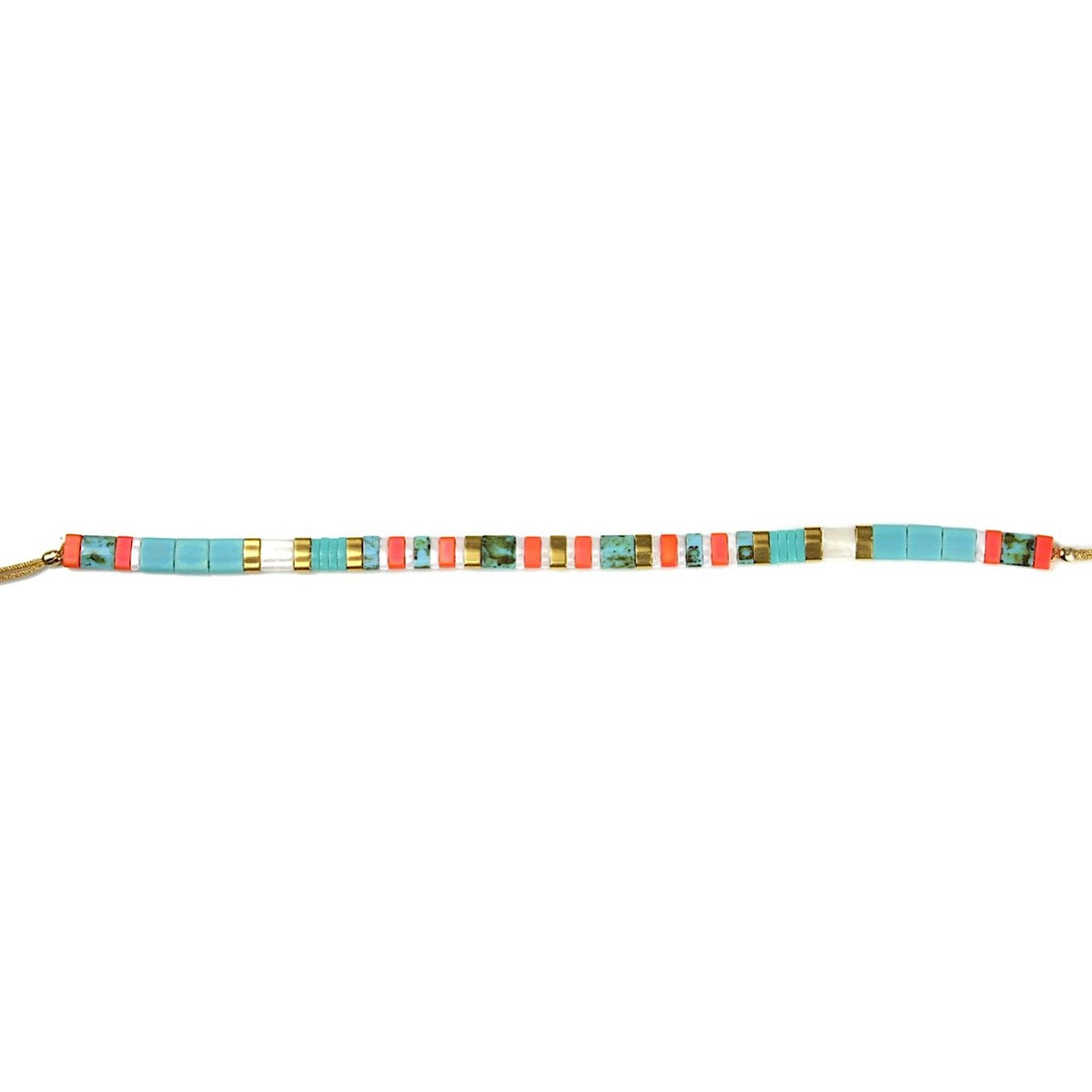 Bracelet Claire BERTEAU Coral Perles plates en verre 5