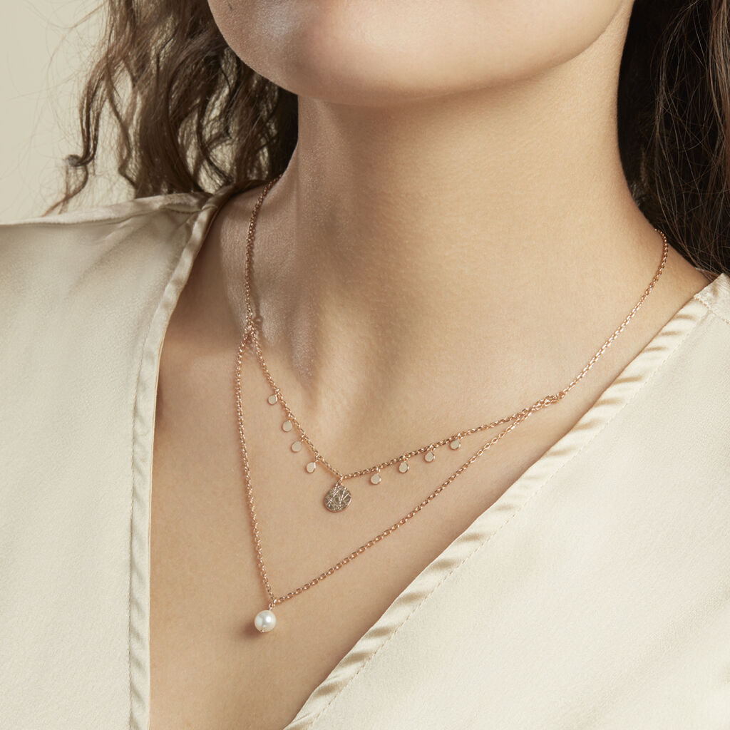 Collier Plaqué Or Jaune Aglaya Perle D'imitation