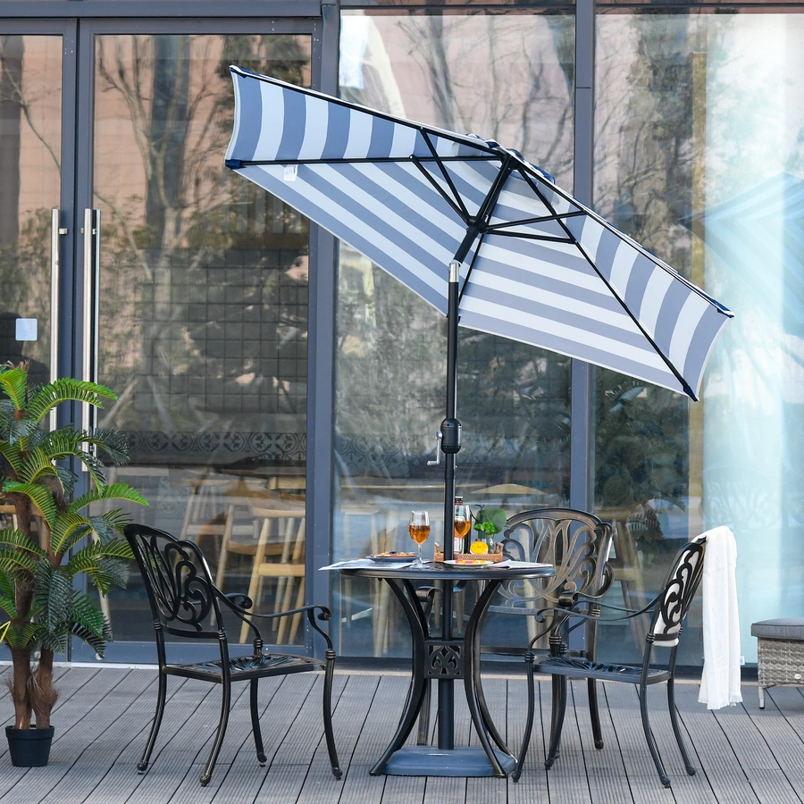 Outsunny Sonnenschirm mit verstellbarem Winkel blauweiß