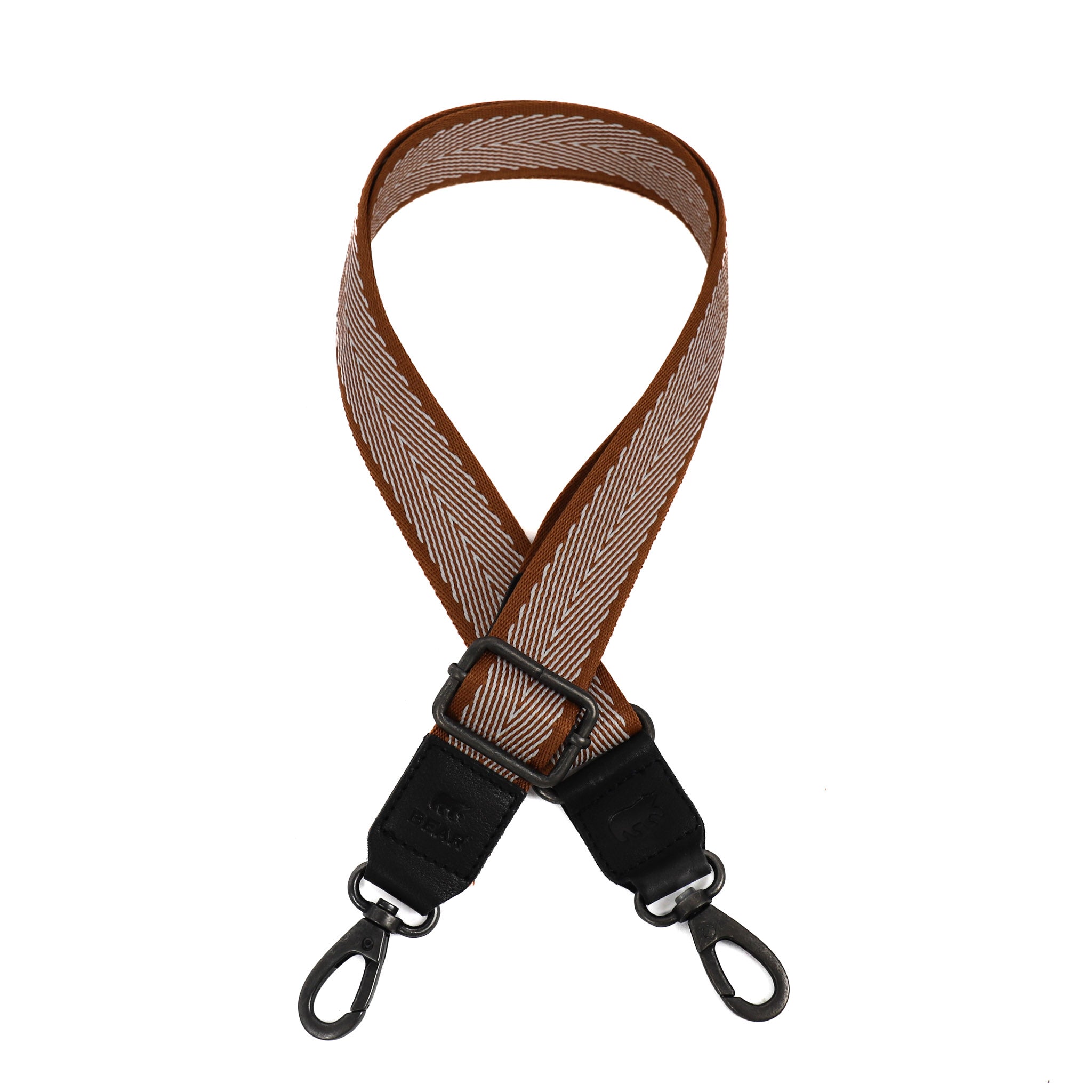 Bag strap 'Arrow' cognac/wit Cognac