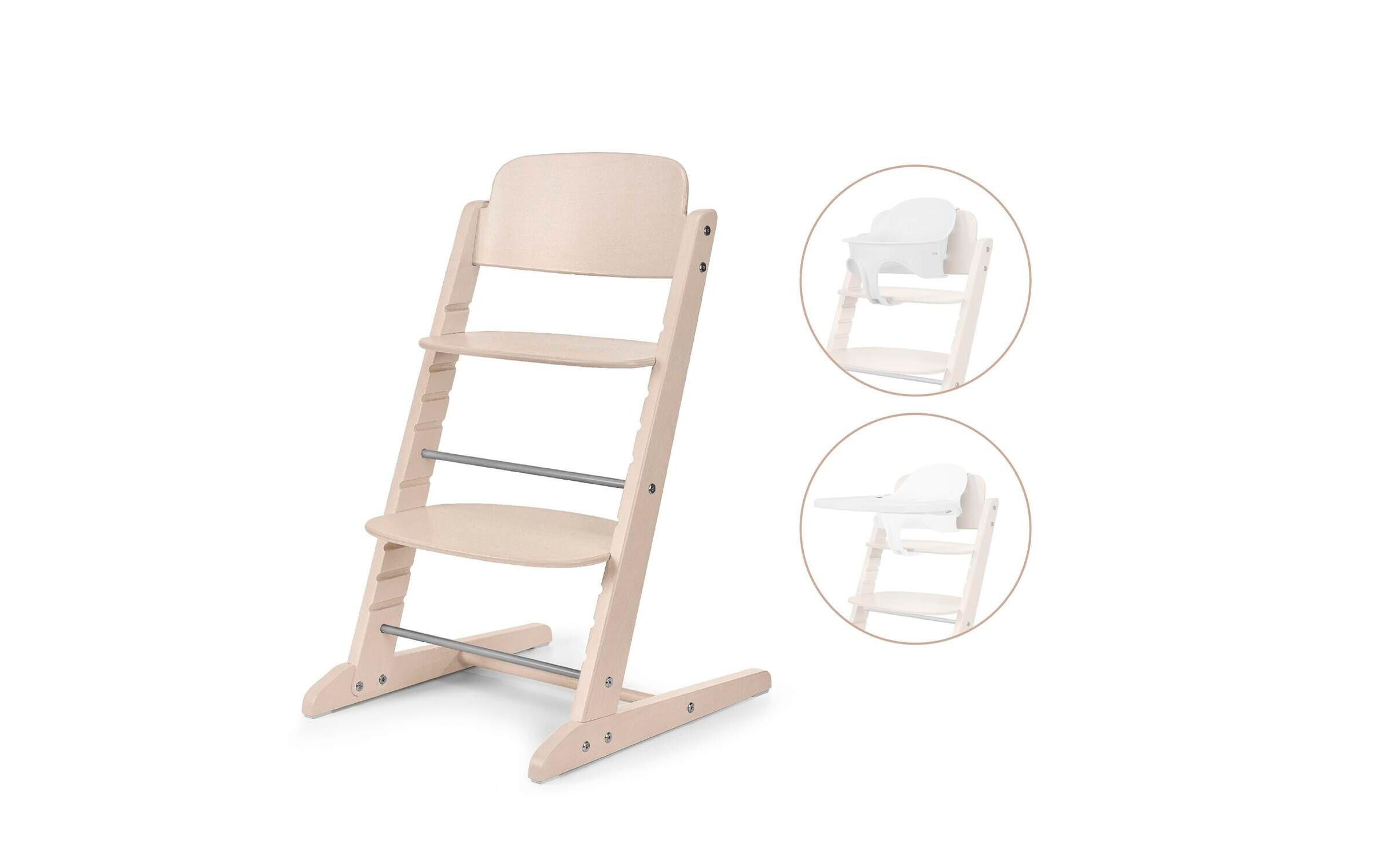 Treppenhochstuhl Iris 3in1 Beige<br>Höhenverstellbarer Hochstuhl aus Holz für Kinder und Erwachsene