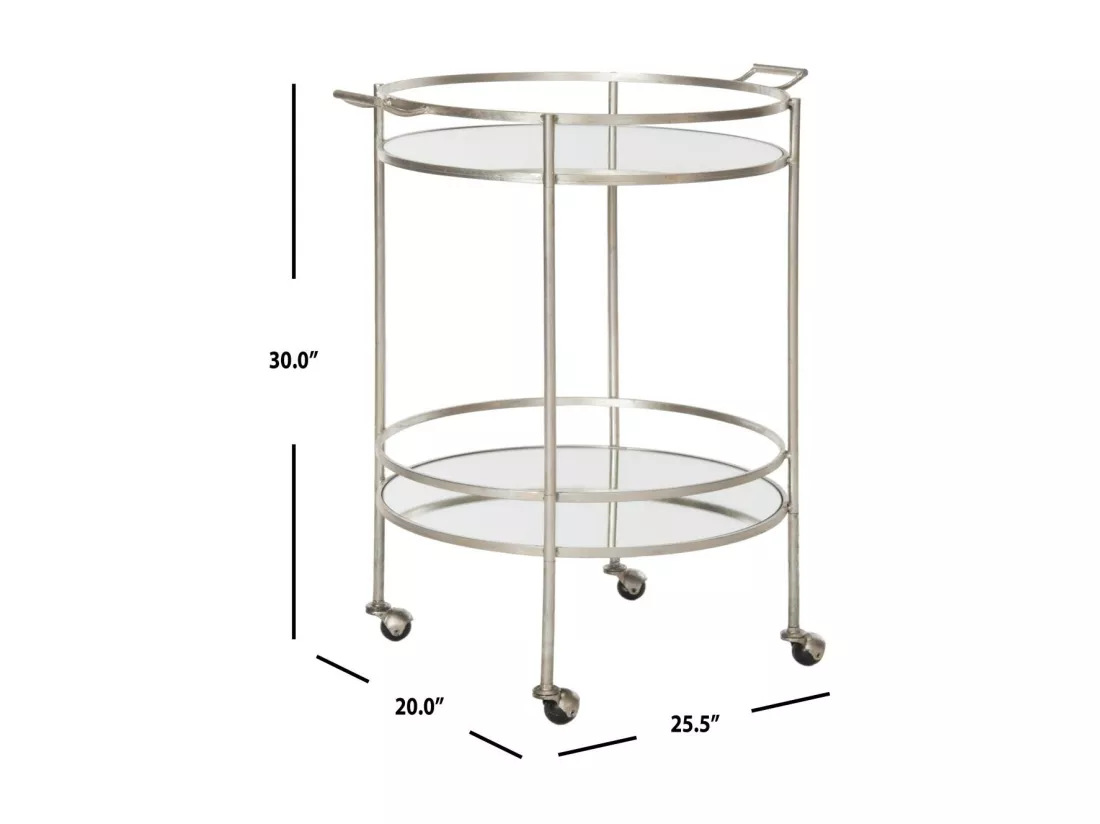 Chariot de bar Argent et miroir 51 X 65 X 76.2 cm - Valerie