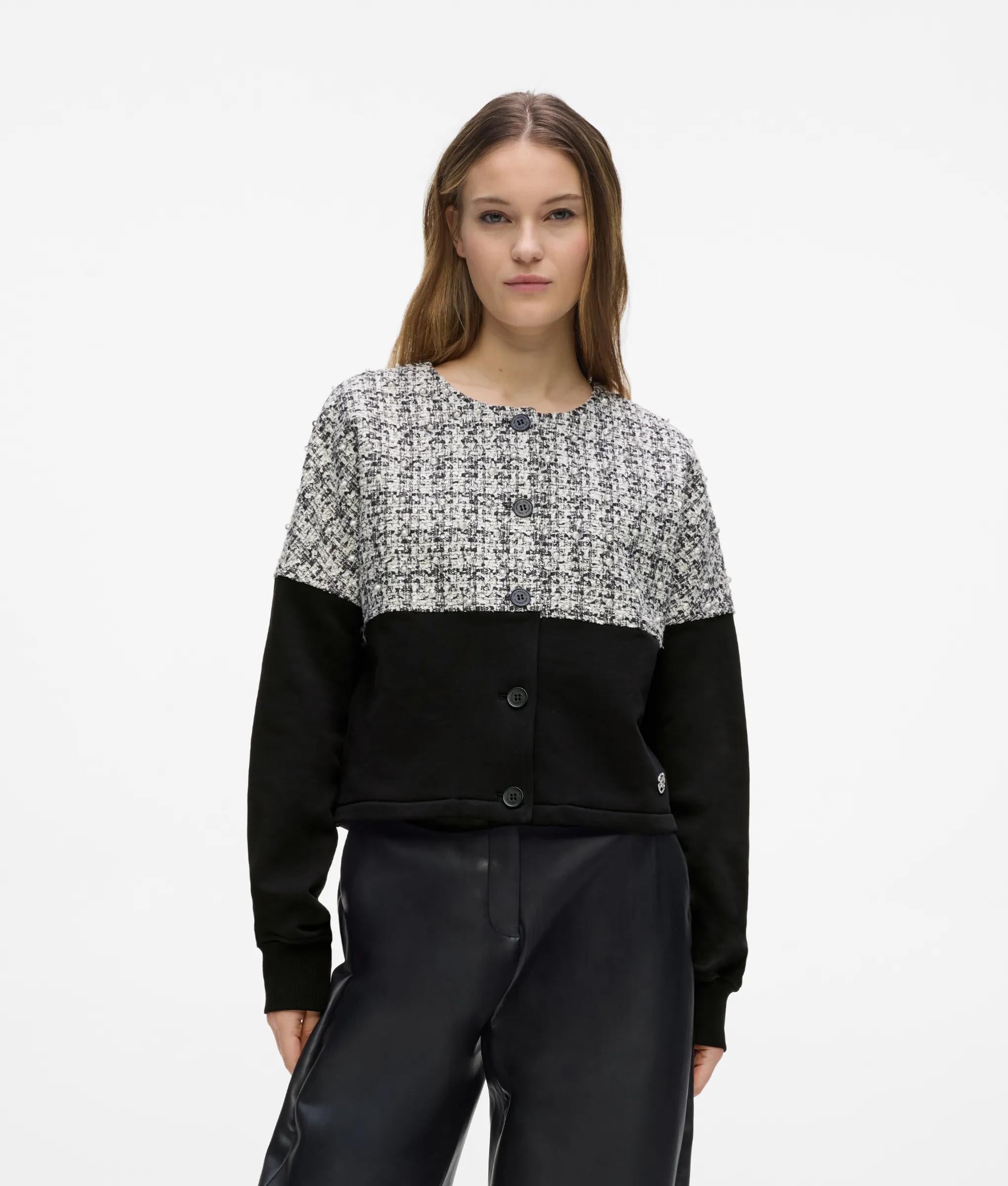 Bouclé panel jersey vest