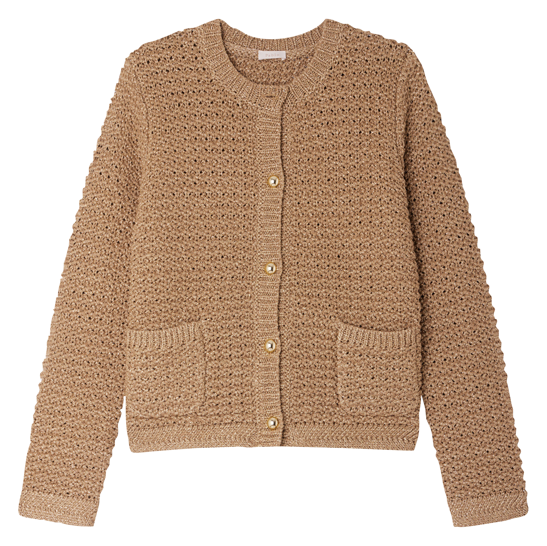 JOEY - Gilet col rond en maille | Doré