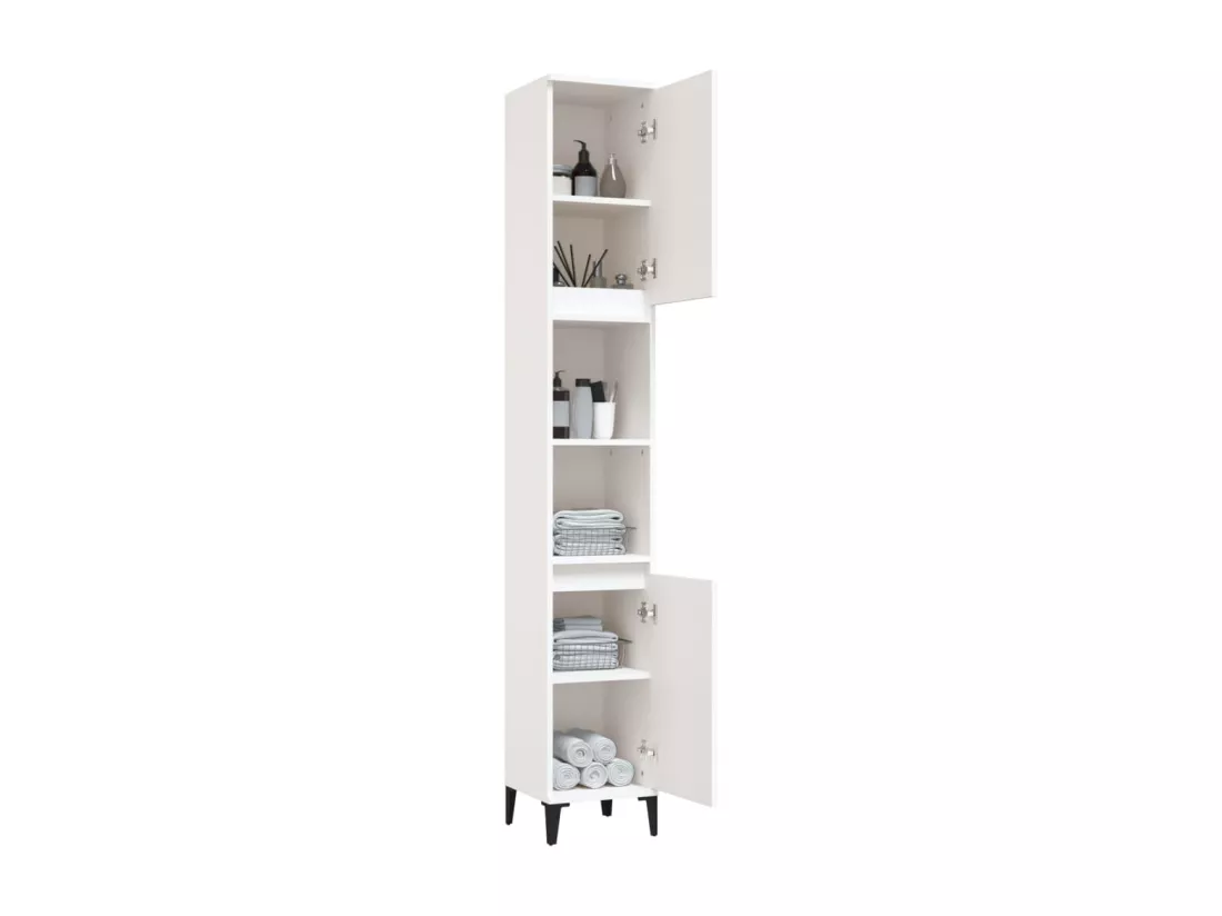Armoire de salle de bain blanc 30x30x190 cm bois d'ingénierie