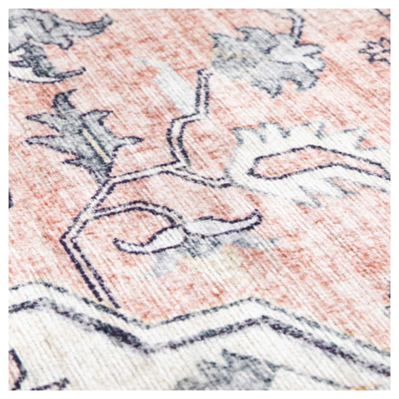 Tapis doux à motif oriental - yasmine - bleu nuit et rose - 120 x 160 cm