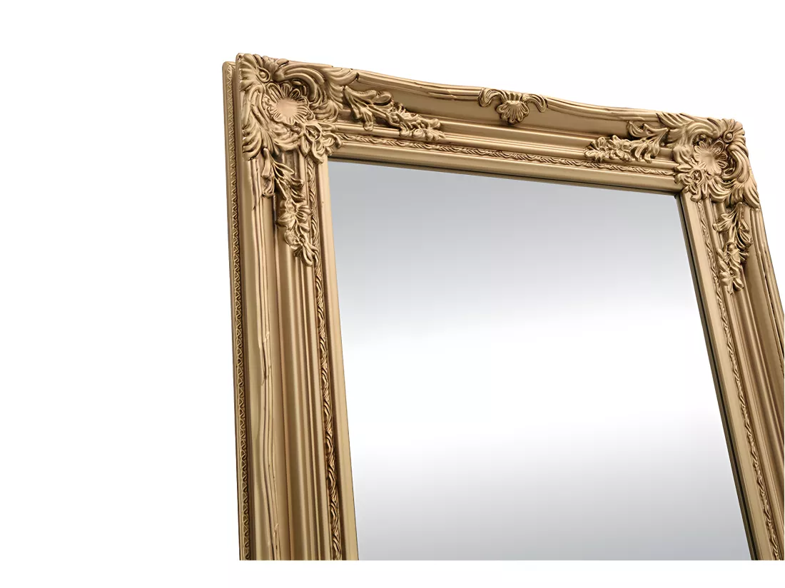 Miroir sur pied en bois d'eucalyptus - L. 50 x H. 170 cm - Doré - HONORE