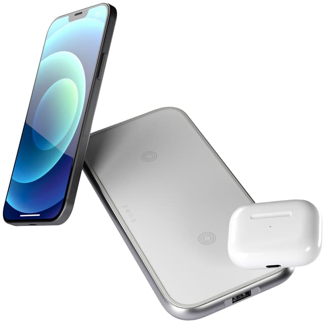 Zens Aluminium Dual trådløs oplader (hvid)