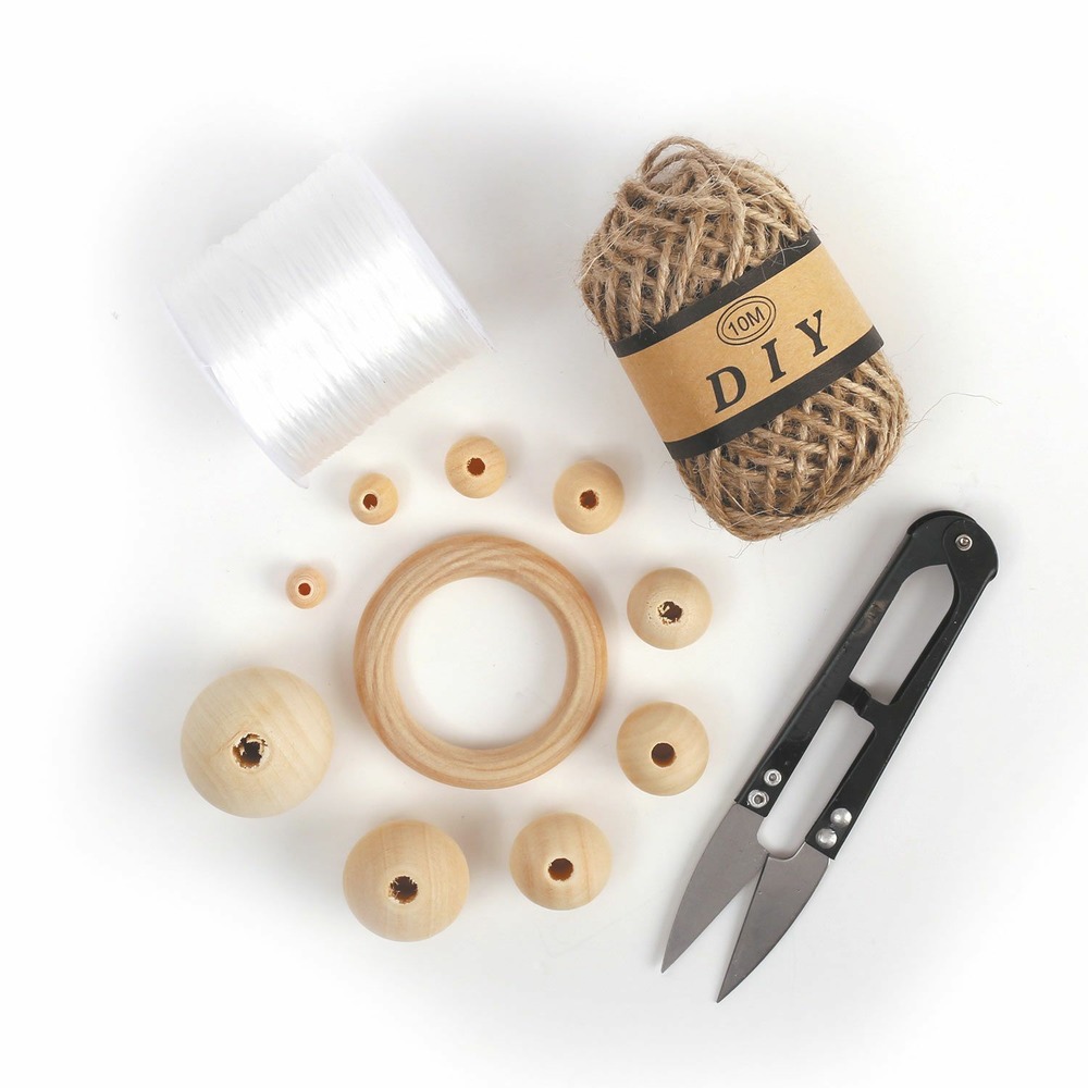 747 perles et anneaux en bois