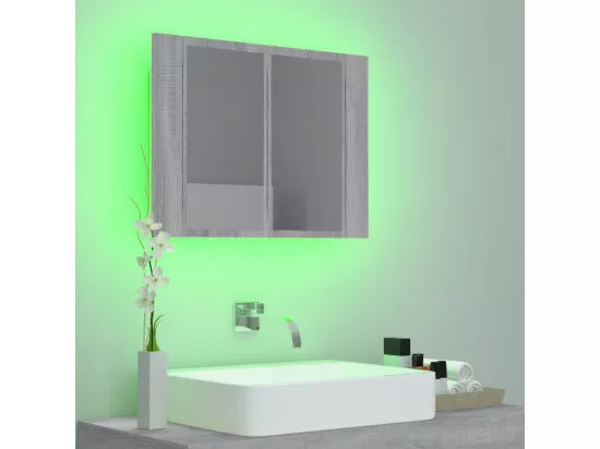 Armoire à miroir LED Sonoma gris 60x12x45 cm Bois d'ingénierie