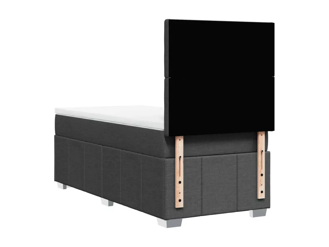Sommier à lattes de lit et matelas Gris foncé 90x190 cm Tissu