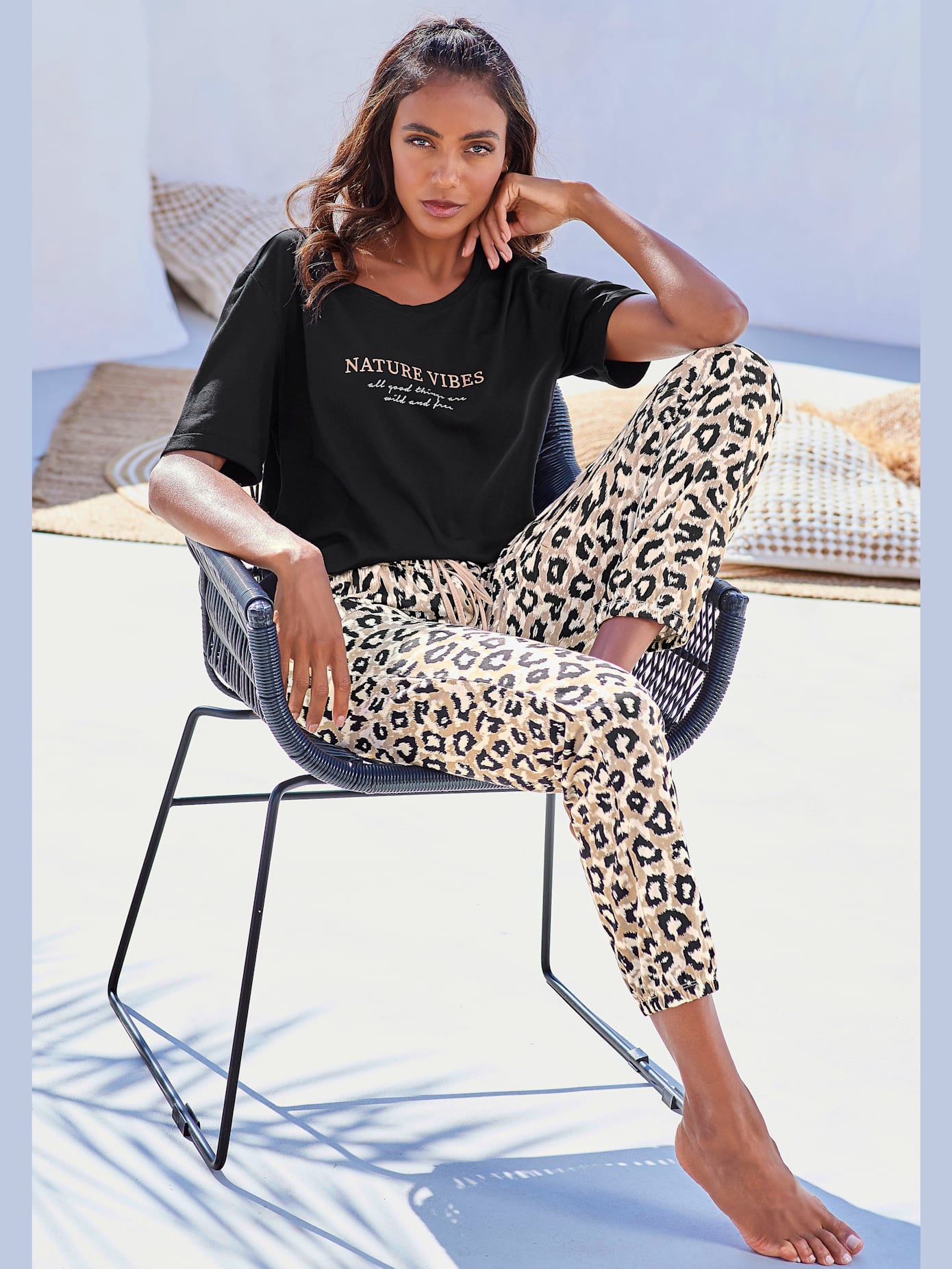 Pantalon de nuit pantalon de pyjama avec poches fendues
