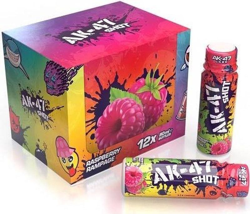 AK-47 Labs - AK-47 Shots - Raspberry Rampage - 12x 80 ml - Pre Workout Energy Boosters