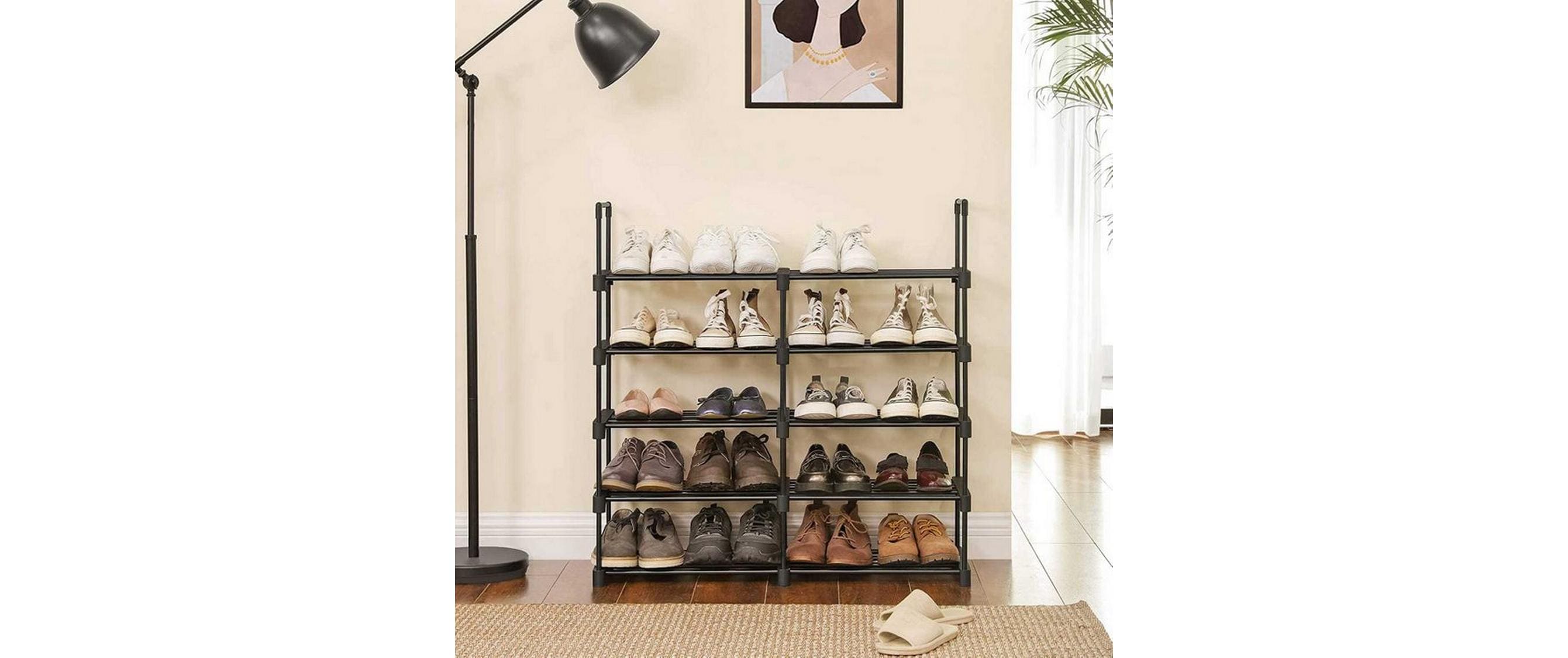 Schuhregal 30 cm x 174 cm, SchwarzStandregal