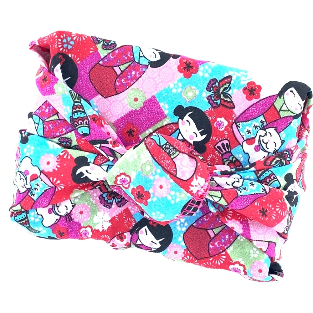 Furoshiki Moyen 48 X 48 Cm Kokeshis