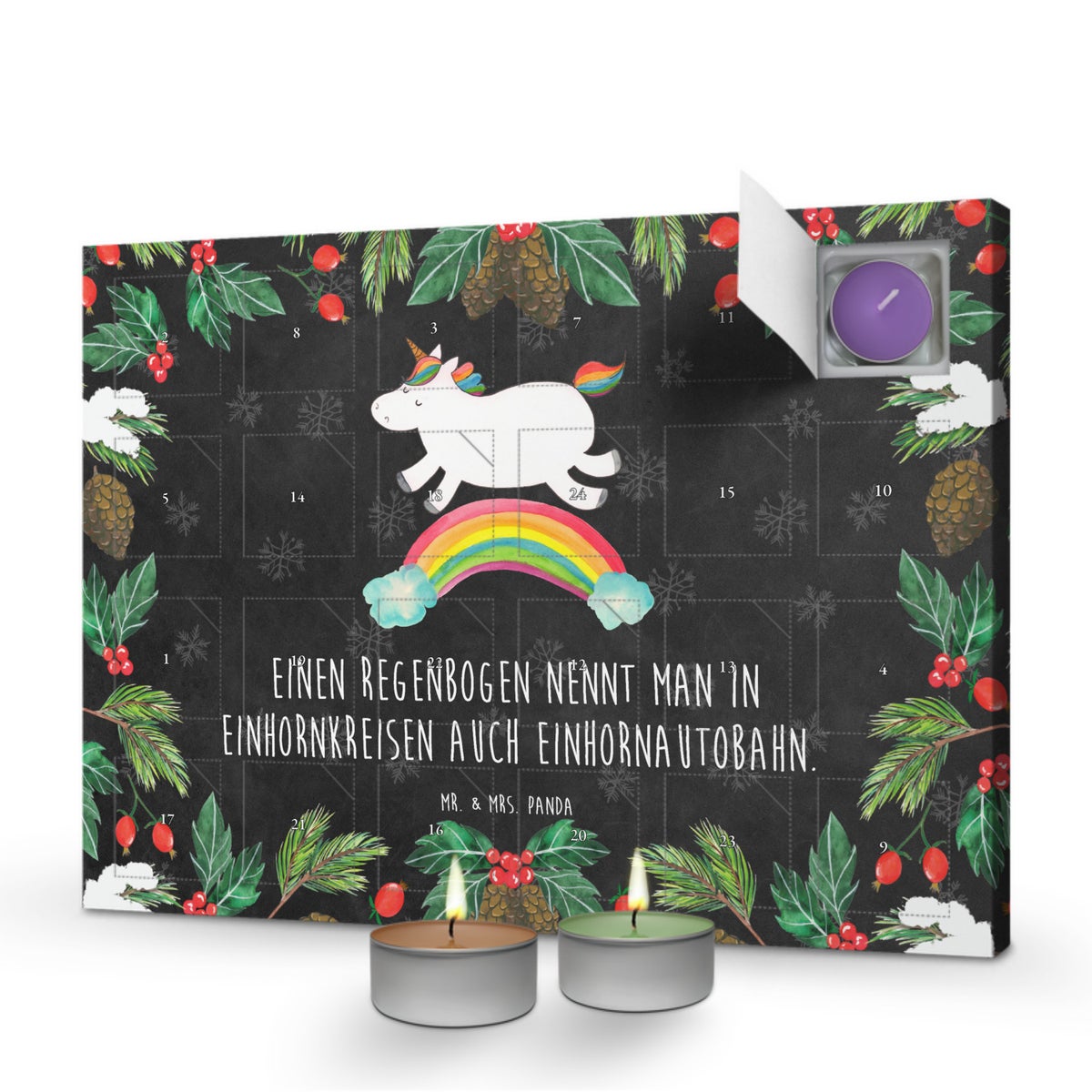 Mr. & Mrs. Panda Geurkaars Adventskalender Eenhoorn Regenboog - Zwart