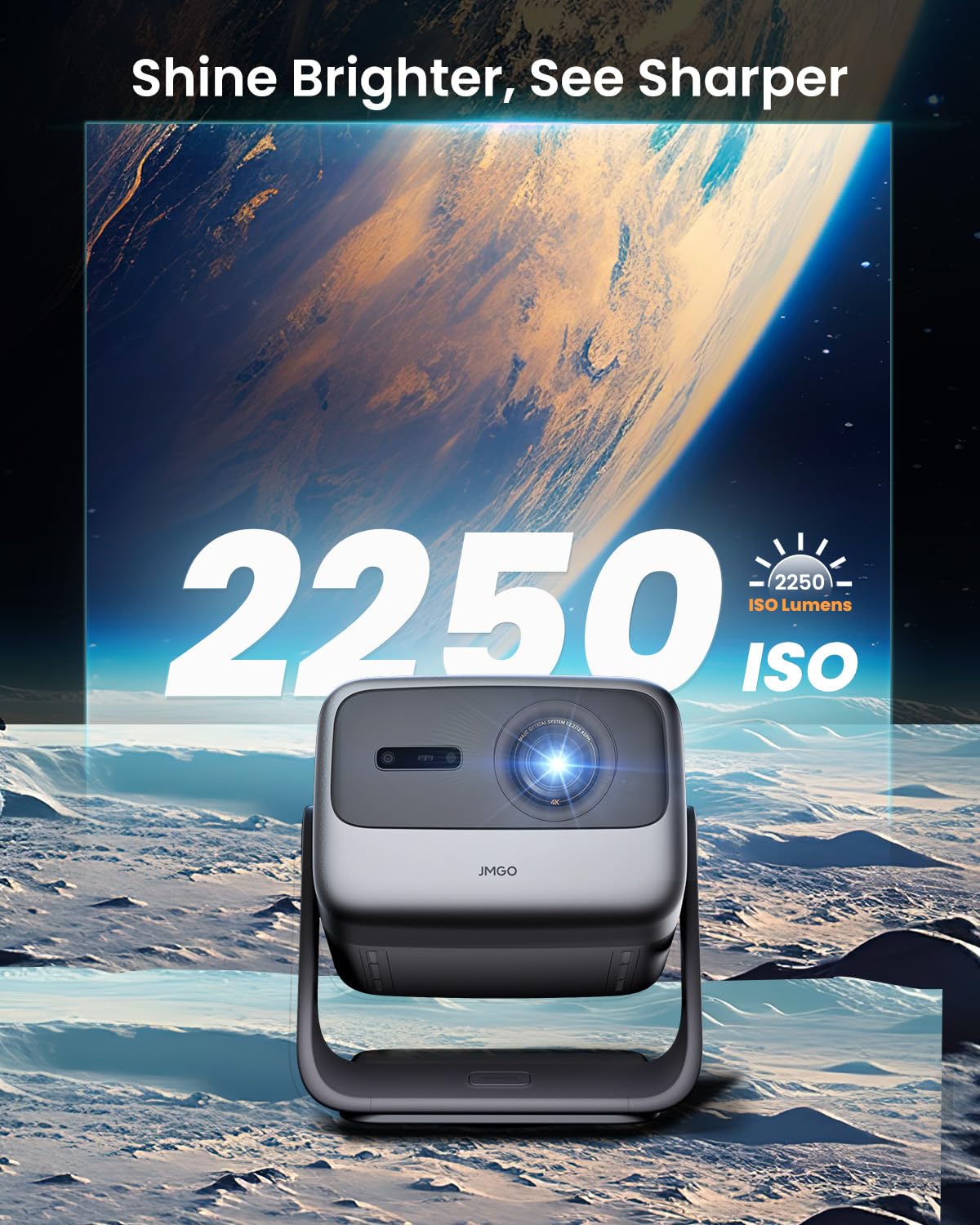 JMGO N1S Pro Videoprojecteur 4K Triple Laser, 2250 ISO Lumens, Google TV et Netflix Officiel, Autofocus 360° Temps Réel, Contraste 1600:1, 20W Dolby D