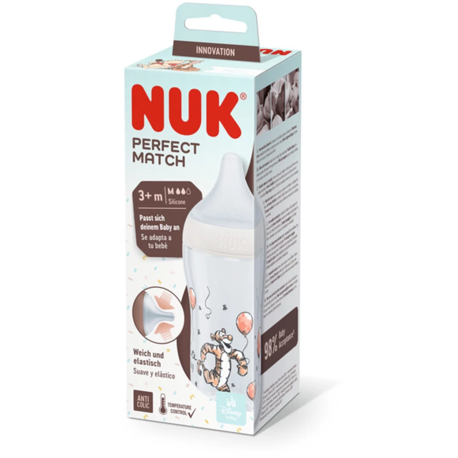 NUK Babyflasche Perfect Match  Winnie Puuh, mit Temperature Control 260ml ab 3 Monate in beige