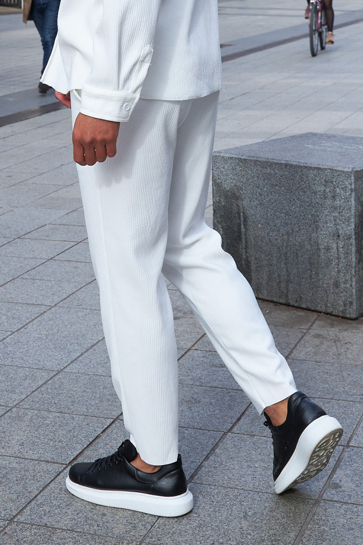 Ensemble chemise et pantalon blanc fluide
