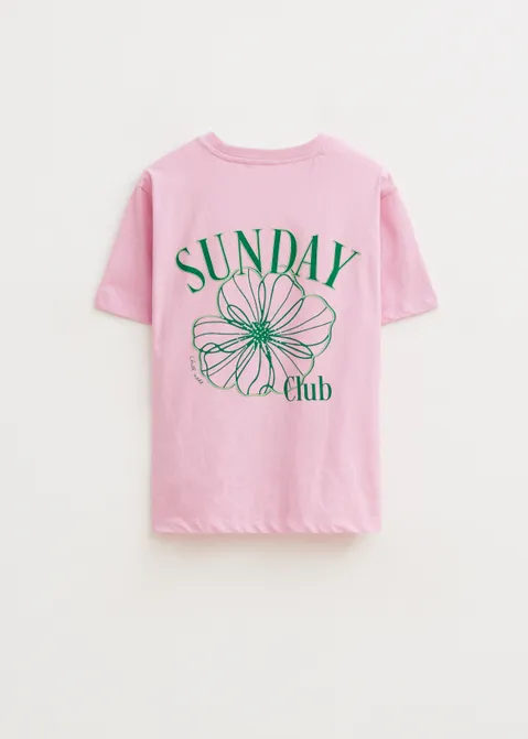 T-shirt met print sunday club paars (LAV)