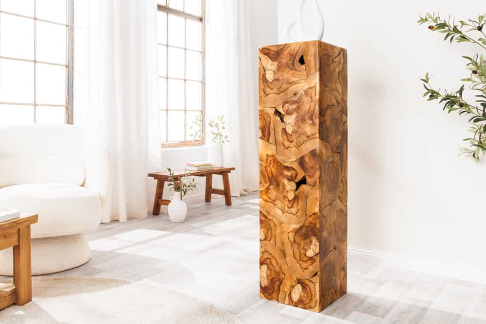 Massive Säule TRIBAL 110cm braun natur Teakholz handmade Dekoration