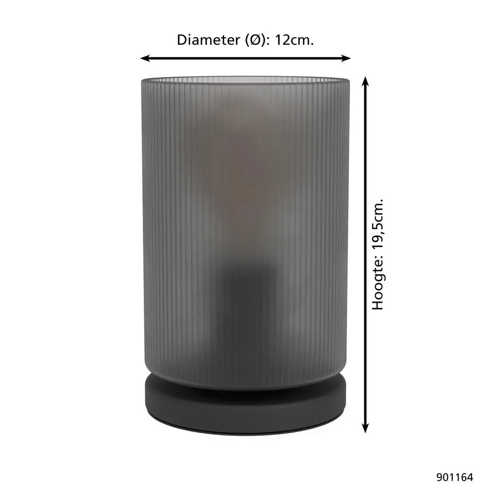 EGLO Colomera Tafellamp - E27 - 19,5 cm - Zwart/Mat Grijs