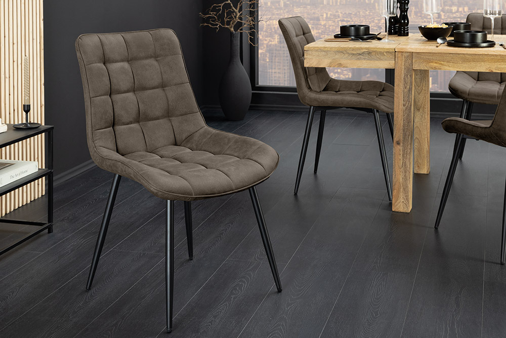 Design Stuhl ROADSTAR taupe schwarze Metallbeine
