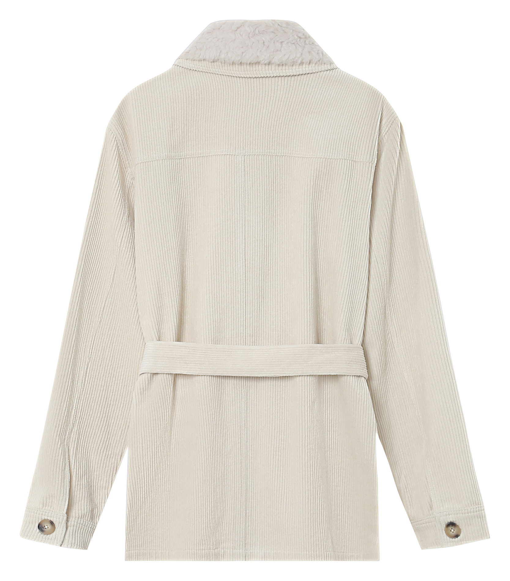 LARA - Veste col classique en coton de velours côtelé| Beige