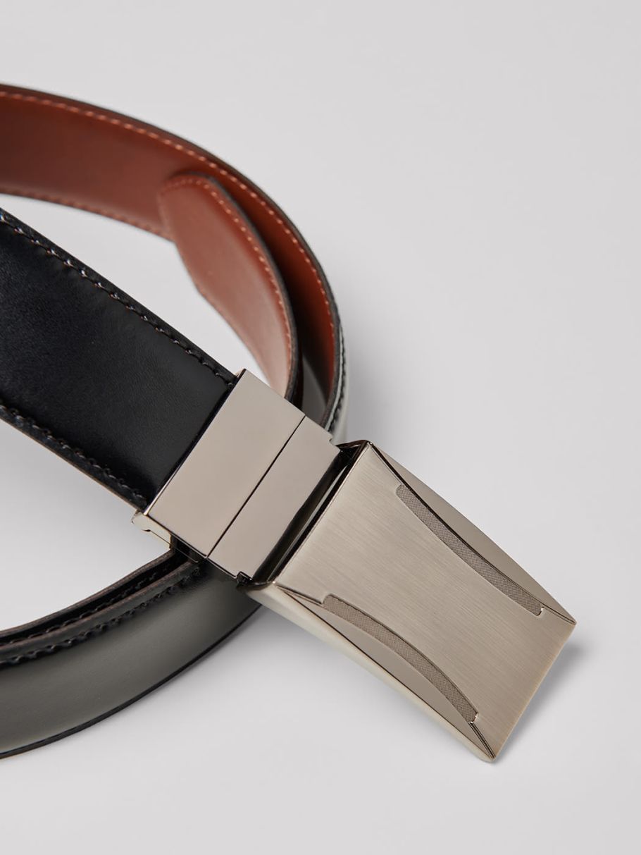 Ceinture réversible en croûte de cuir