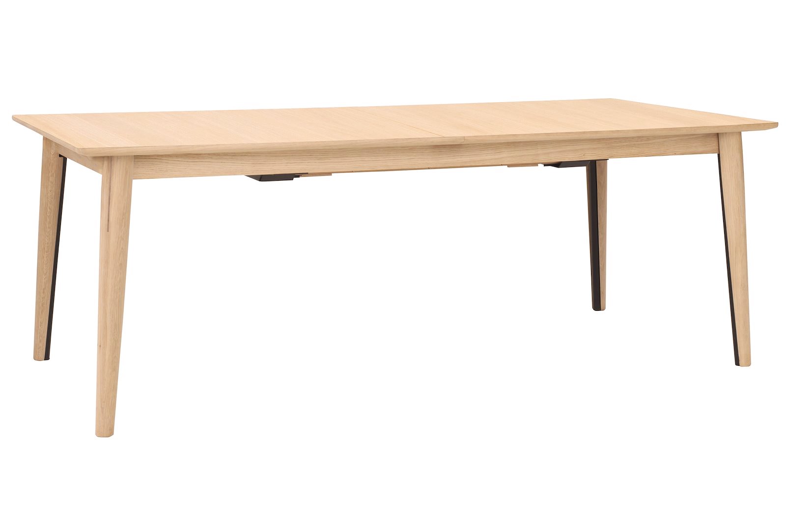 Stretch spisebord Hvitpigmentert, lakkert eikefinér med ben i heltre eik. 102x215 cm. Tilleggsplate kjøpes separat.