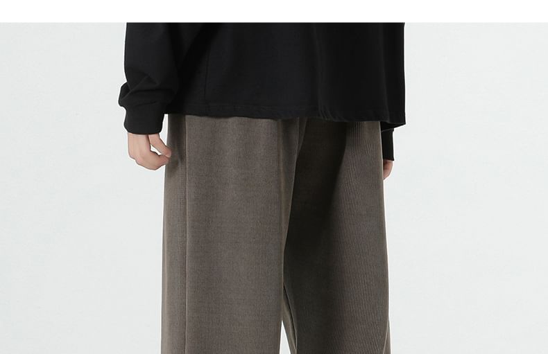YERGO - Middelhoge effen corduroy broek met rechte pijpen