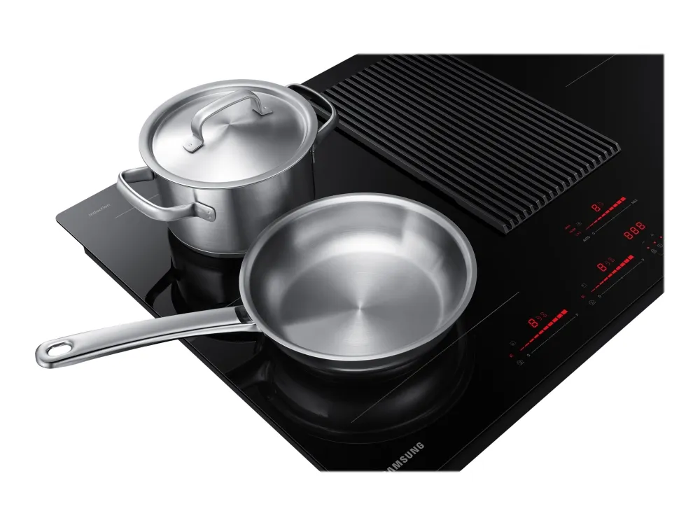 Samsung NZ84T9747VK - Induktions kogeplade - 4 plader - Niche - bredde: 80.7 cm - dybde: 49.2 cm - Klasse A  - sort med downdraft-udstødning