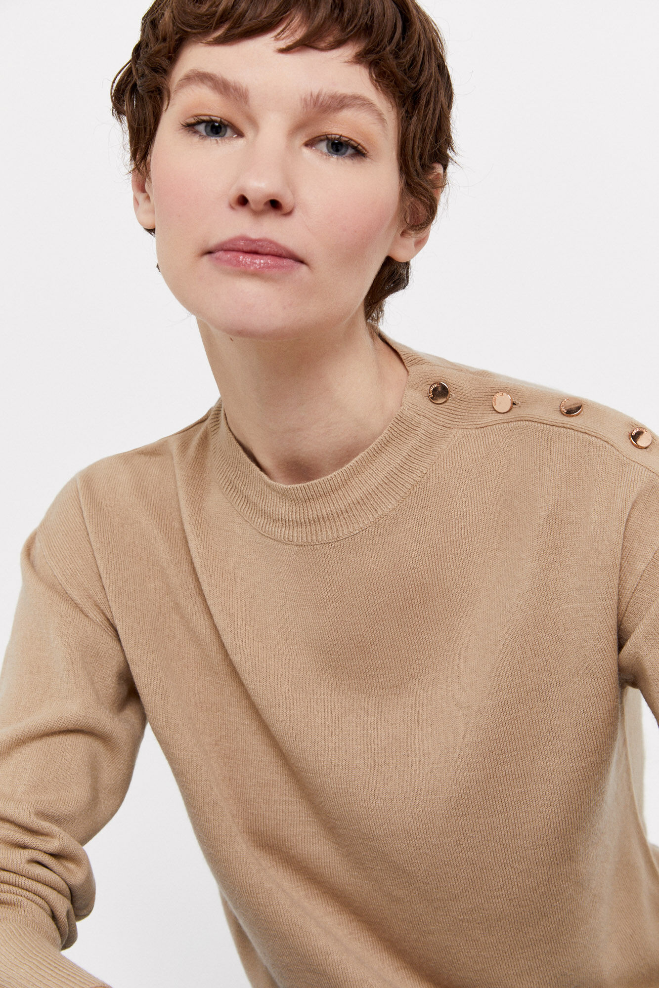 Camisa de toque macio - Camelo