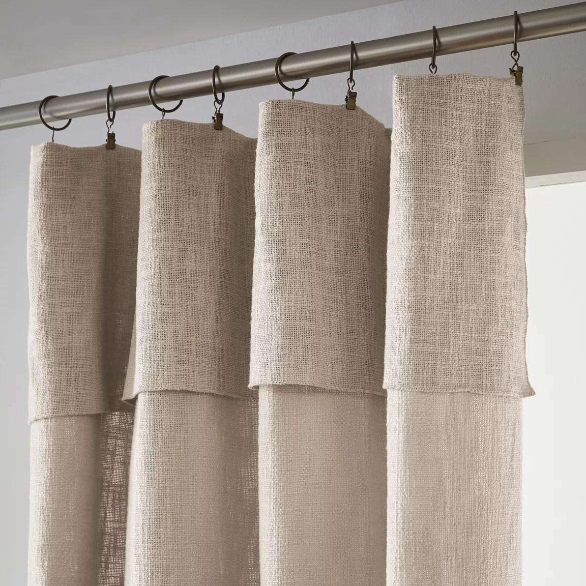 Rideau coton ajustable (140 x max 270 cm) Sixtine Beige