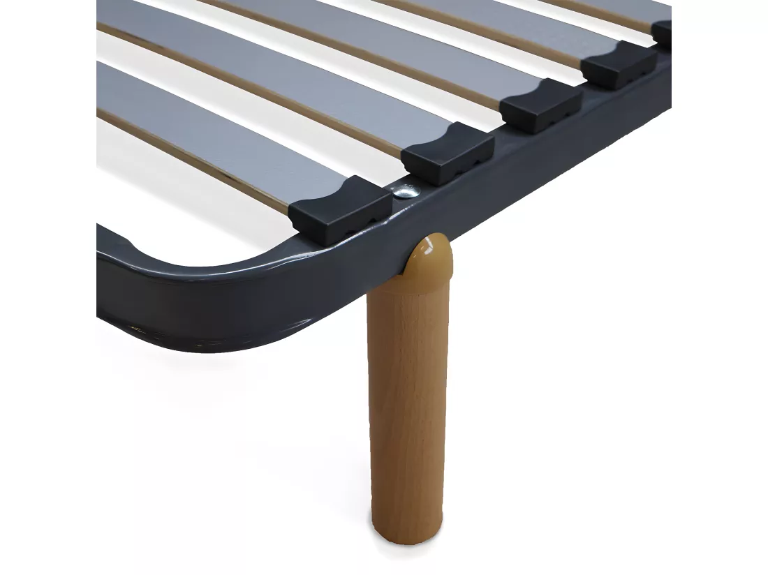 Pack sommier avec pieds et matelas 90x200 cm metal gris MIRA